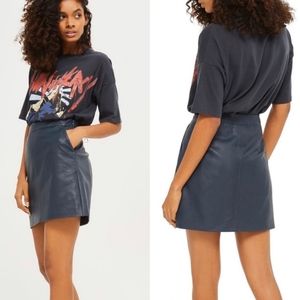 TOPSHOP Blue Pleather Skirt